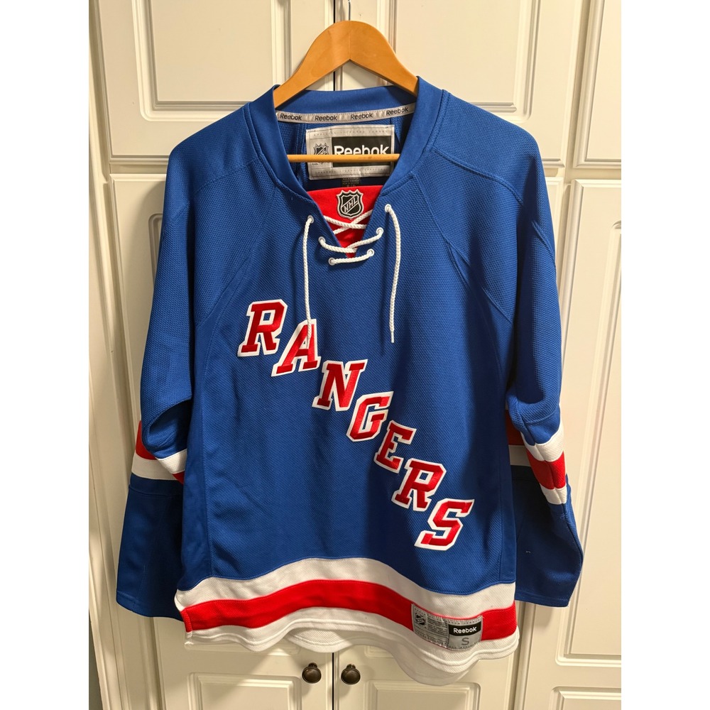 Reebok New York Rangers NHL Hockey Jersey Adult Small S Blue White Red Lace‎ Up